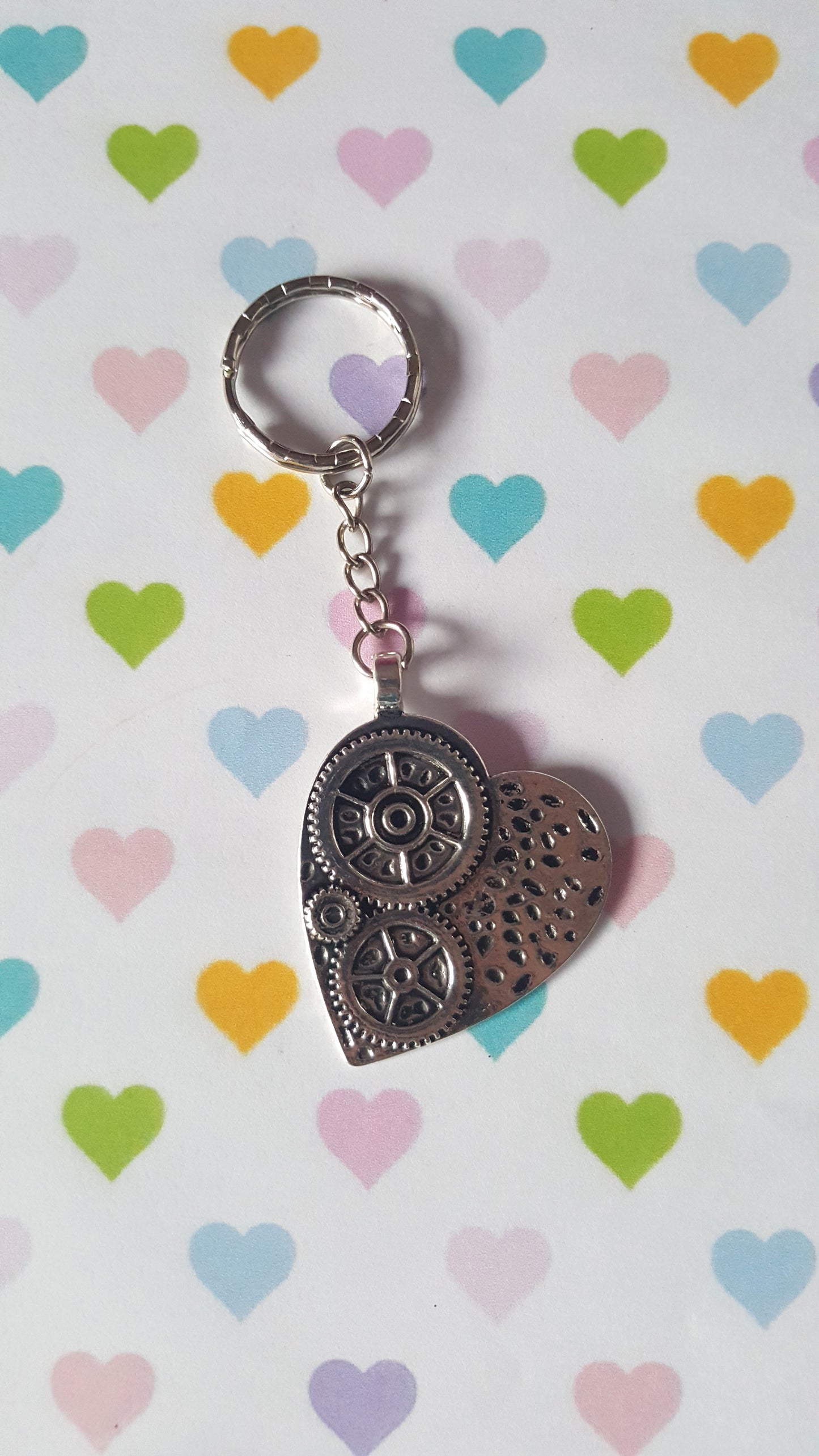 steampunk heart keyring