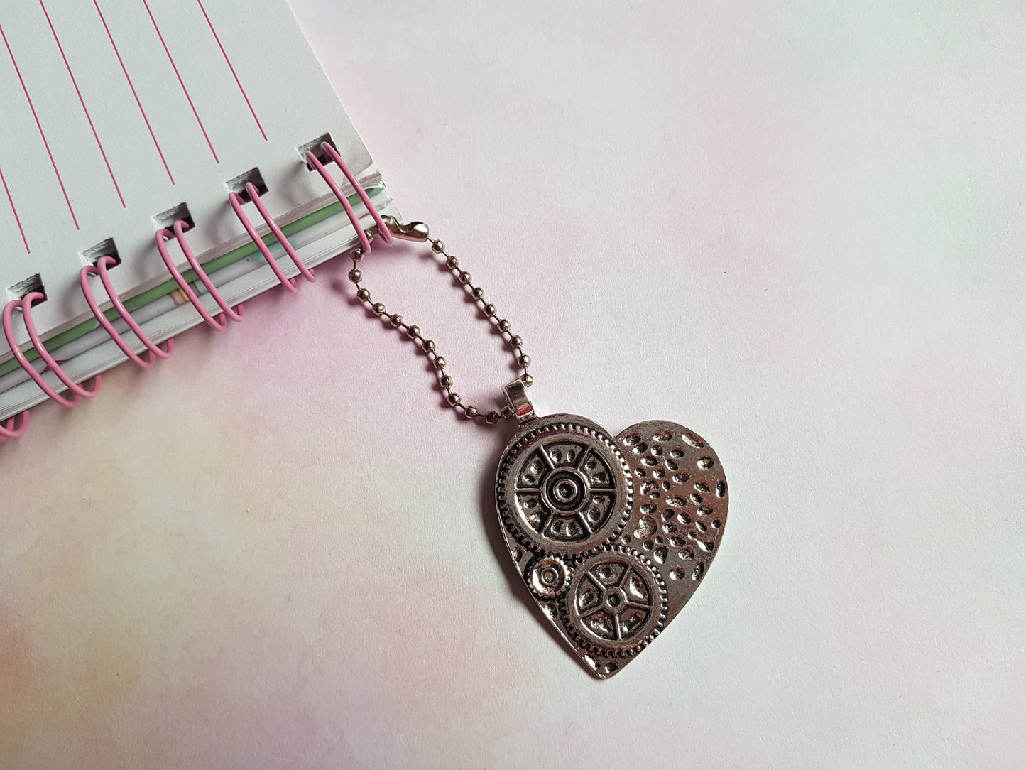 silver steampunk heart planner charm