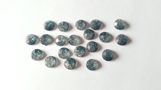 faceted glitter cabochons - steel