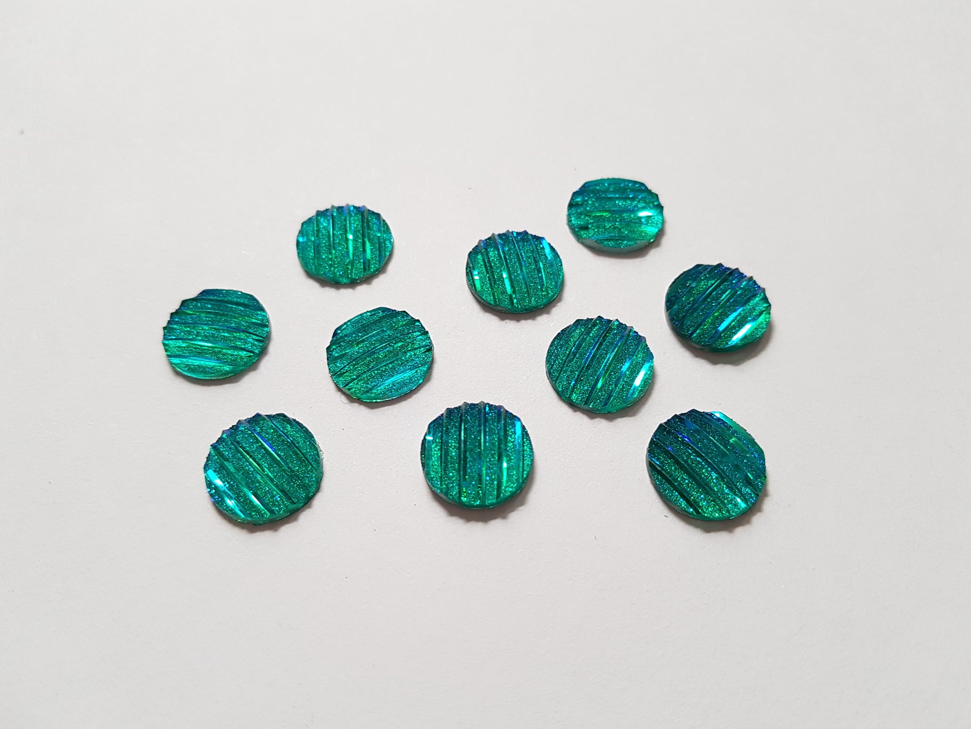 glitter round cabochons - teal 