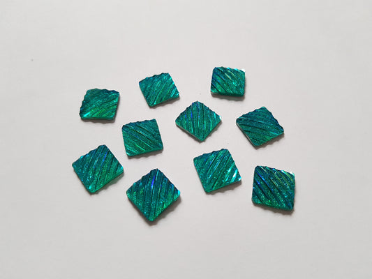 glitter square cabochons - teal