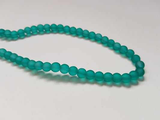 6mm frosted glass beads - teal