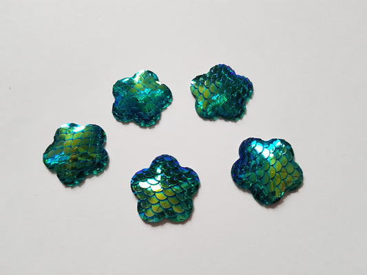 scaled flower flatbacks - teal