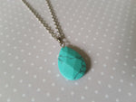 turquoise faceted drop pendant necklace