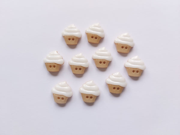16mm 2-hole acrylic cupcake buttons - white