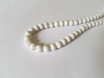 6mm drawbench glass beads - white