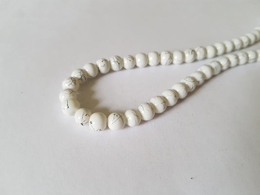 6mm drawbench glass beads - white