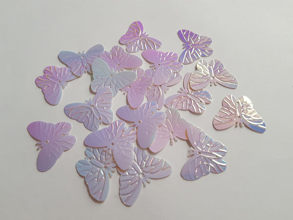 30mm AB plated butterfly sequins - white