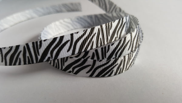 3m printed grosgrain ribbon - 9mm - zebra print - white