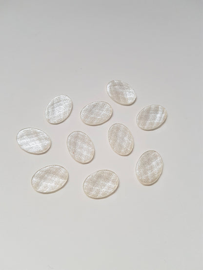 14mm faceted glitter resin oval cabochons - white