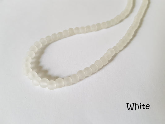 4mm frosted glass beads - white