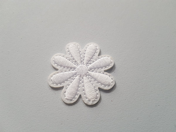 43mm iron-on flower applique - white