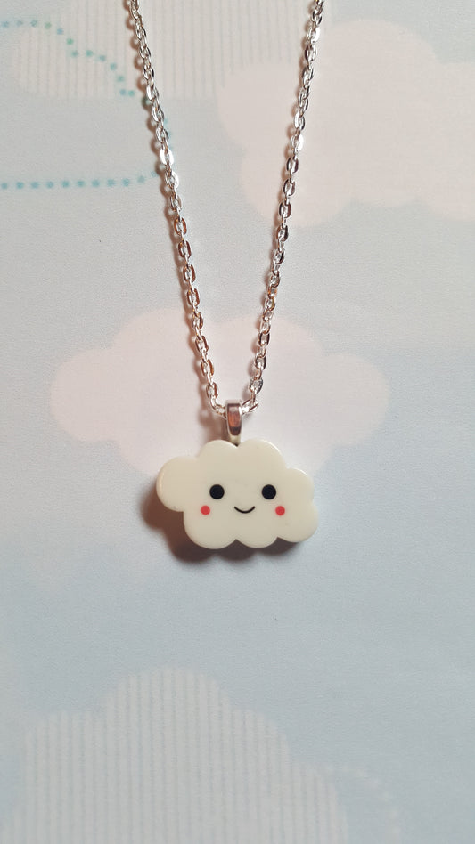 kawaii cloud necklace - white