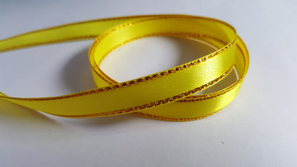 3m gold-edged satin ribbon - 10mm - yellow