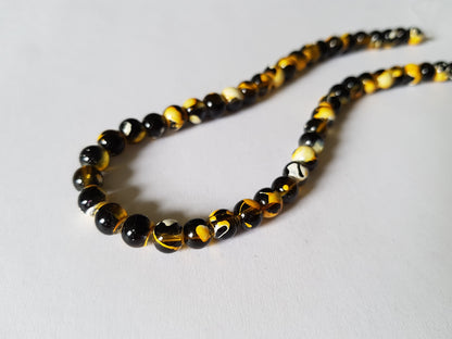 6mm black drawbench glass beads - yellow