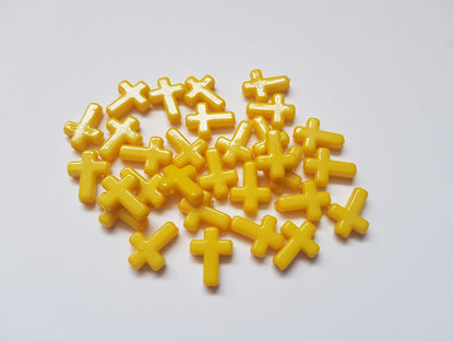 16mm acrylic cross beads - yellow