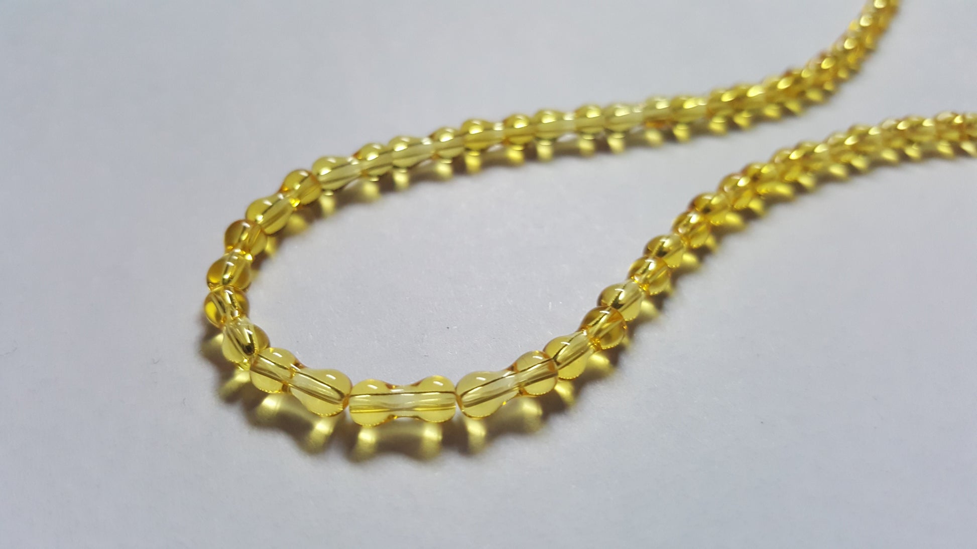 8mm glass bone beads - yellow