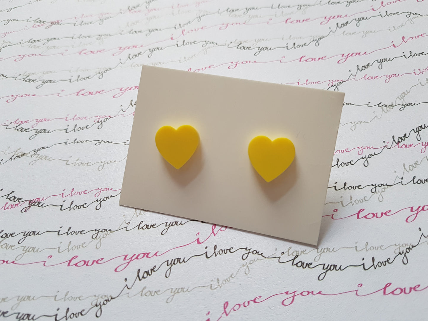 heart stud earrings - yellow