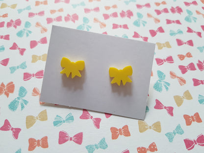 bow stud earrings - yellow