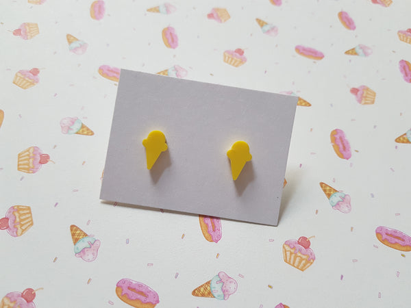 ice-cream cone stud earrings - yellow