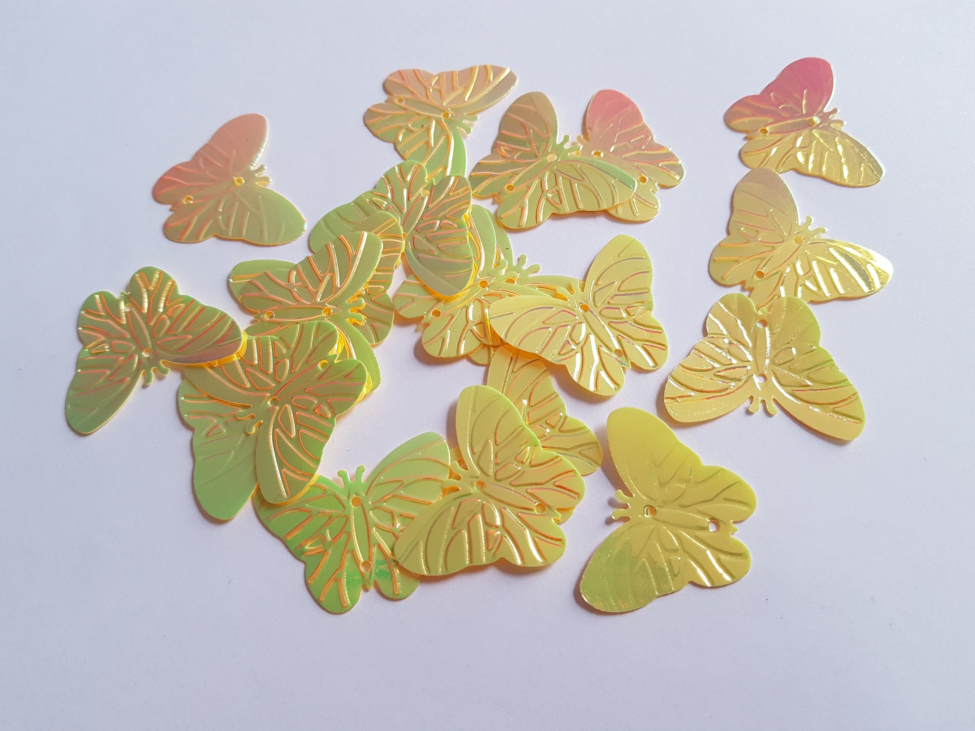 30mm AB plated butterfly sequins - yellow 