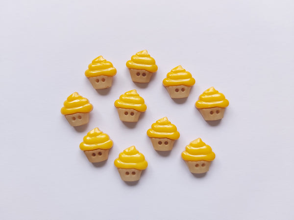 16mm 2-hole acrylic cupcake buttons - yellow