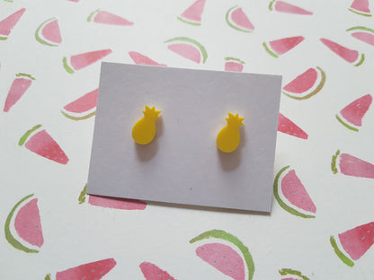 pineapple stud earrings - yellow