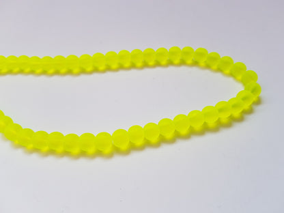 6mm frosted glass beads - yellow