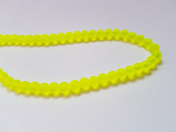6mm frosted glass beads - yellow